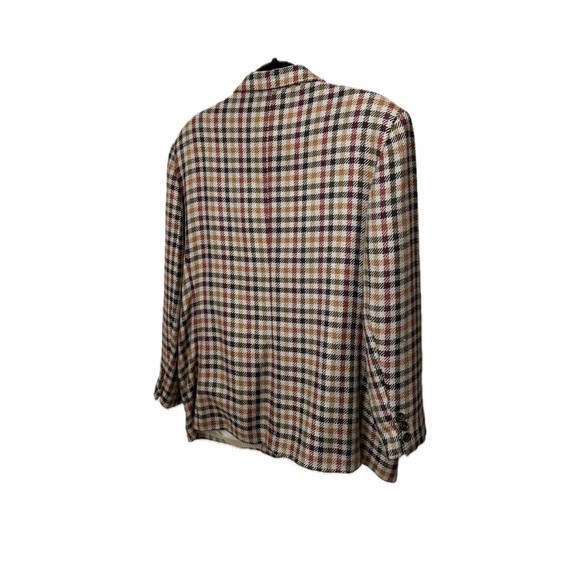 VINTAGE 1990s CLASSIC BROWN PLAID PATTERNED WOOL BLAZER JACKET SPORT COAT-14 - Picture 3 of 11